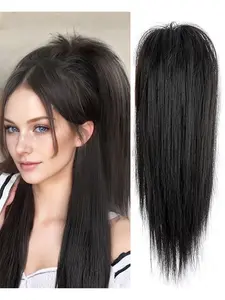 Half Up Straight Hair Ponytail Extension, Clip-In Ponytail Braid, Claw Clip Ponytail Extension, Smooth Natural 14 Inch Synthetic Hair, Synthetic Hair Extensions, Synthetic Hairpiece
