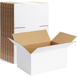 10 Pack 10x7x5 Inch Small White Corrugated Cardboard Shipping Mailer Boxes for Small Business Bulk Mailing Packaging