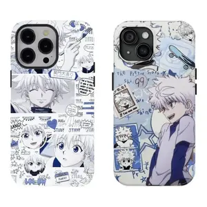 Hunter x Hunter Killua Anime Phone Case Retro Character Collage Cover Compatible with iPhone 11-17 Pro Max/Plus and Samsung Galaxy S23-25