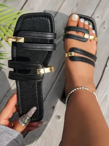 Women's Plus Size Summer Casual Flat Sandals, Open Toe, Lightweight Comfortable, Perfect for Daily Wear, PU Leather Upper