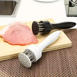 HomeDailyEss Dual-color Meat Tenderizer, stainless steel needle-pressing steak tenderizing tool, non-slip handle, suitable for meat loosening of beef, pork, and chicken, kitchen cooking tool, with hanging holes