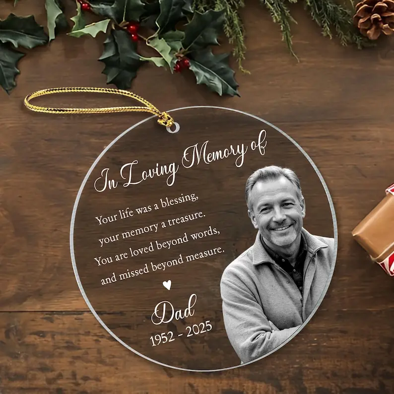 "Forever in Our Hearts" Personalized Memorial Photo Ornament