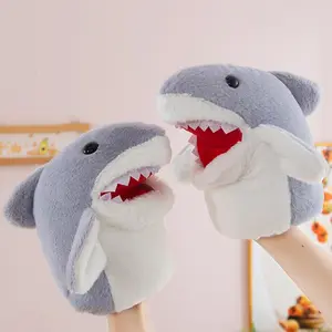 Shark Hand Puppet with Movable Mouths for Speech Therapy Social Emotional Learning & Dramatic Play, Mini Shark Early Education Toys for Relatives, Friends, Children or Used at Concerts(2 Gray)