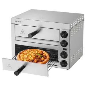 VEVOR Electric Pizza Oven for Countertops, 12-inch, 1700W, with Temp Control 0-60 Min Timer, Even Baking Technology Easy Clean Crumb Tray, Ideal for Both Commercial Home Kitchens