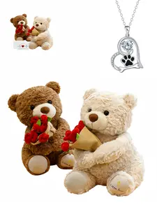 "Paw Heart Diamond"Unique shiny dog paw gem necklace with creative magic bear gift box. A mysterious gift for holidays, dates, wife and Valentine's Day.