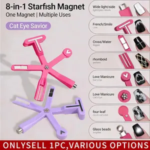 8-in-1 Cat Eye Nail Magnet, Multifunctional Strong Magnetic Stick for Glass Bead & French Wide Light Cat Eye Gel Polish Manicure Tool for Salon Manicure & Nail Art DIY at Home