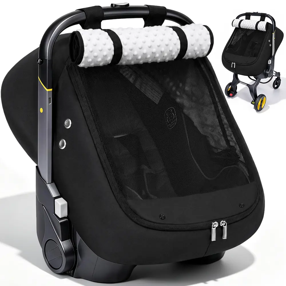 Waterproof 1 Baby Car Seat Cover, Rain Cover & Car Seat Canopy for Boy Girl | Roomy Cozy Windproof Sun Protection Baby Carseat Covers Canopy with Breathable Net and Holes, Waterproof -Resistant, Easy-to-Install Baby Travel Accessory for 6-9 Month, Black