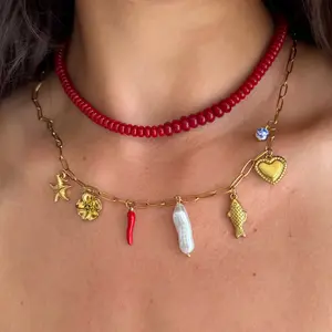 EVRY JEWELS Gold or Silver Plated Women's Scarlet Glow Beaded Necklace