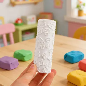 Woodland Animals Embossed Playdough Roller, 3D Forest Animal Texture Rolling Pin for Kids, Clay & Dough Art Tool, Preschool Sensory Toy, DIY Craft for Toddlers, Ideal Gift for Creative Play