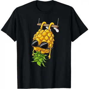 100%cotton Swinging Pineapple Cartoon Swinger Upside Down Pineapple T-Shirt