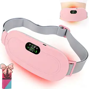 Portable Heating Pad for Period Cramps, Cordless Menstrual Heating Belt with 3 Heat Levels & 4 Vibration Modes, Electric Heated Belly Wrap Belt Waist Lower Back Massager for Women Girl Gift