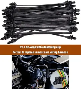 Pack of 100 Push Mount Zip Ties,8 inch Cable Zip Tie Black Wire Tie with Push Pin Fir Tree Zip for Indoor and Outdoor