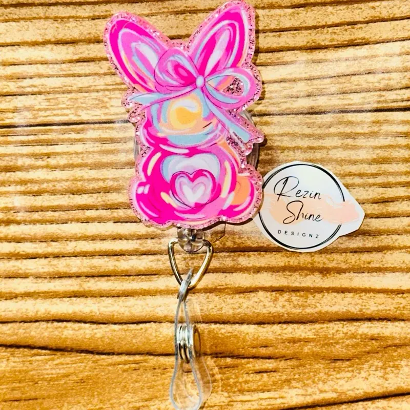 Rabbit Pink Badge Reel