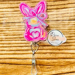 Rabbit Pink Badge Reel
