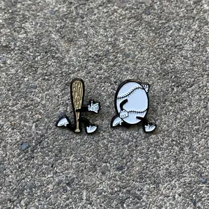 Cartoon baseball bat and baseball pin set (the original) for hats, backpacks , etc.
