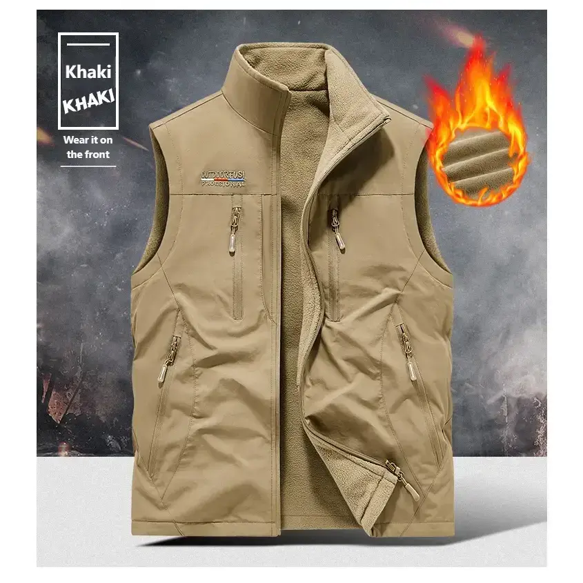 Men's Double-Sided Windproof Fleece Warm Vest with Multiple Pockets, Practical Sleeveless Waistcoat for Outdoor Fishing and Photography, Suitable for Autumn and Winter, Gift for Father or Lover Men's Double-Sided Windproof Fleece Warm Vest with Multiple Pockets, Practical Sleeveless Waistcoat for Outdoor Fishing and Photography, Suitable for Autumn and Winter, Gift for Father or Lover