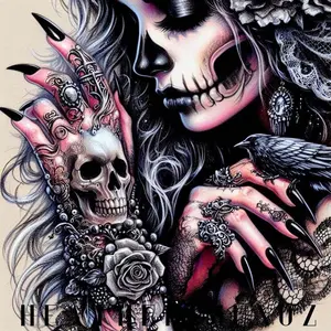 1pcs 5D DIY diamond painting kit, 5D diamond art set, DIY decoration, skull, rose, crow diamond painting set with full round diamonds DIY, mosaic, diamond art, DIY art home decoration, suitable for Halloween and Christmas.