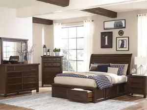 Homelegance 1559-4PC 4 pc Darby home co Logandale brown finish wood queen bedroom set with drawers