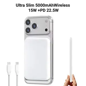 10000mAh Lithium Magnetic Power Bank, 15W PD Fast Charging Wireless Charger, Ultra-Thin Portable Charger for iPhone 12-17, Smartphone Accessories with Protective Shell