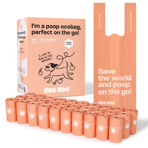 Dog Poop Bags with Handles 30 Rolls 360 Counts Big Sizes Leak Proof and Extra Thick Waste Bags Refill Rolls for Walking Small Medium Large Dogs Cats Litter Peach Scented