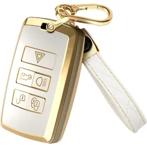 Key Fob Cover and Keychain for Range Rover, for Jaguar XE, XJ, XF, and for Land Rover Sport, Velar, Evoque, Defender, Discovery