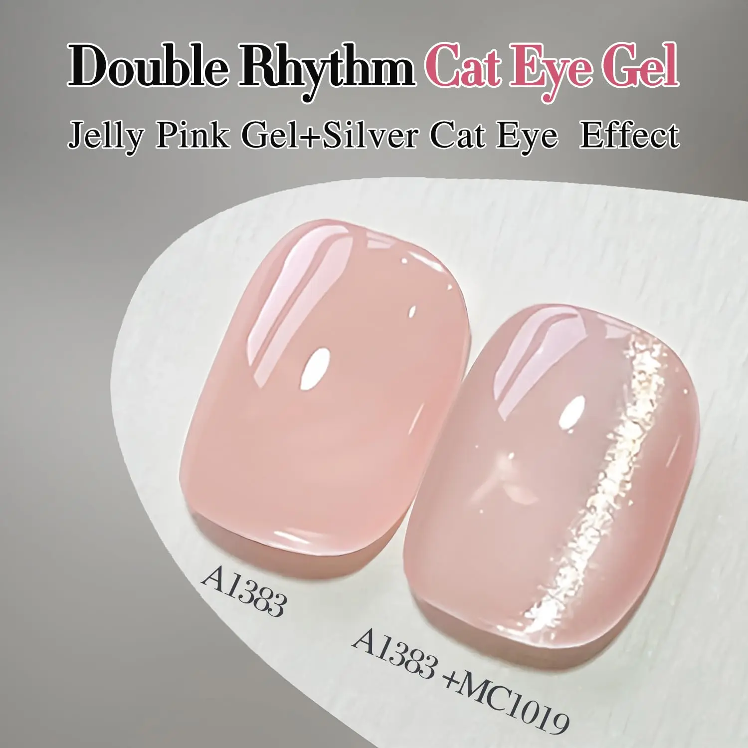 Double Rhythm  Cat Eye Gel Polish with Magnet  Holographic Glitter Shimmer Translucent Jelly Color Magnetic Polish Salon DIY at Home (Silver-MC1019)