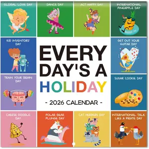 2026 Wall Calendar - Every Day' Holiday 2026 Calendar, from January 2026 to December 2026, 11.6" x 11.6", Fun Calendar for , Office, School