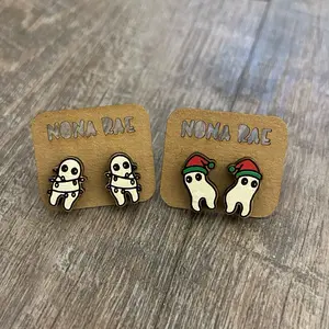 Christmas Fresno Nightcrawler Earrings – Cute Cryptid Holiday Studs