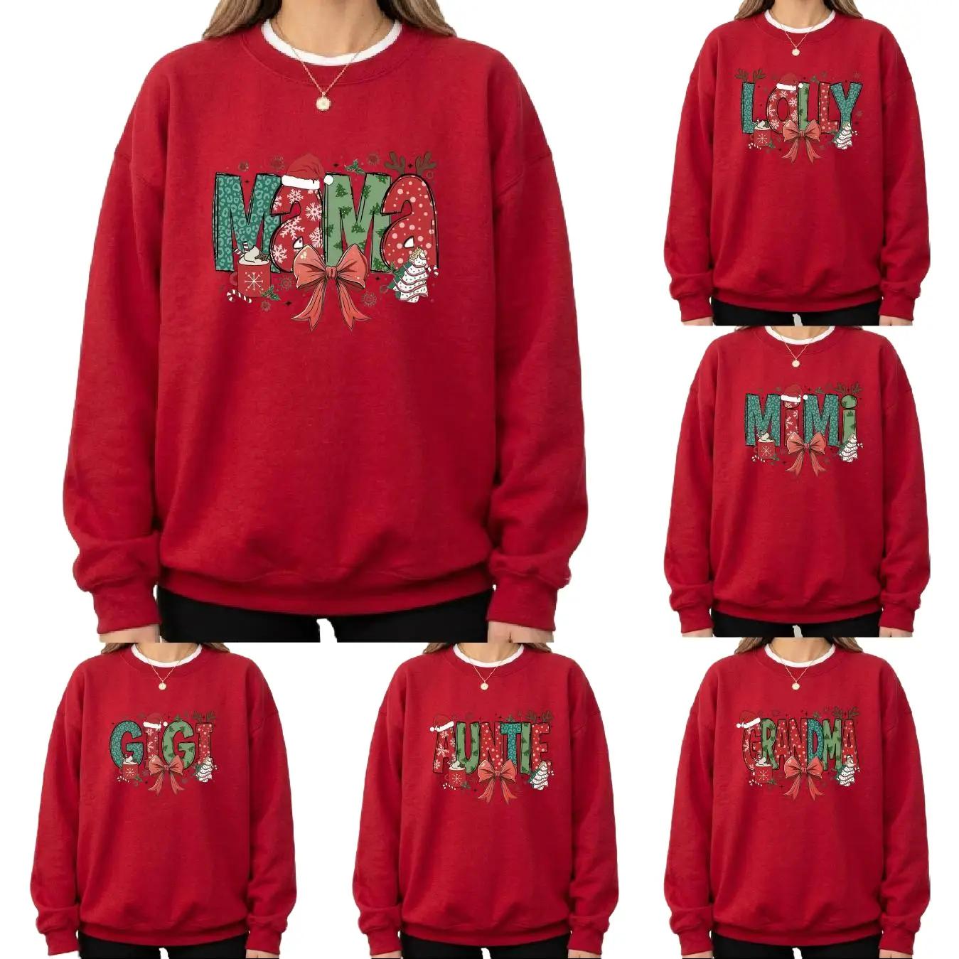 Personalized Christmas Mama Sweatshirt, Custom Gigi Auntie Grandma Sweatshirt, Vintage Holiday Family Shirt, Festive Christmas Crewneck, Cozy Winter Gift for Mom, Grandma, Aunt, Red – TrendWear USA