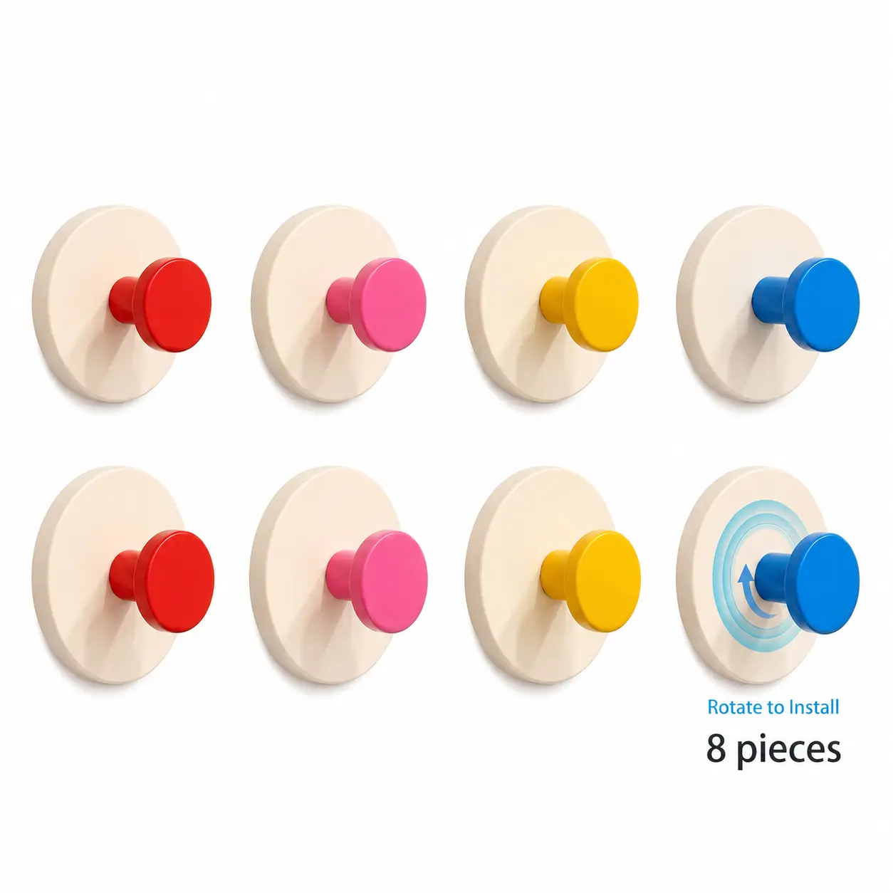 8PCS suction cup wall hooks, no drilling waterproof hooks for bathroom, kitchen, and doors, reusable strong suction hooks for towels, keys, bags, and everyday storage