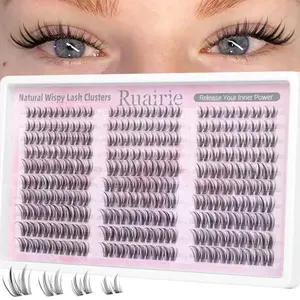 Manga Lash Clusters Bunny Eyelash Clusters Natural Cluster Eyelash Extensions Wispy Lashes Clusters Daily C-Curl Individual Lashes 8-14mm Invisible Band Eyelashes Clusters 180pcs DIY Lash Extension