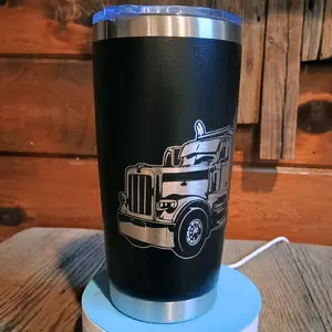 20-30oz Peterbilt Dump Truck tumbler with lid. Truck on one side, your choice on opposite side.  Bottle Drinkware Water Bottles Cup Mug Bottled Portable Washable Reusable