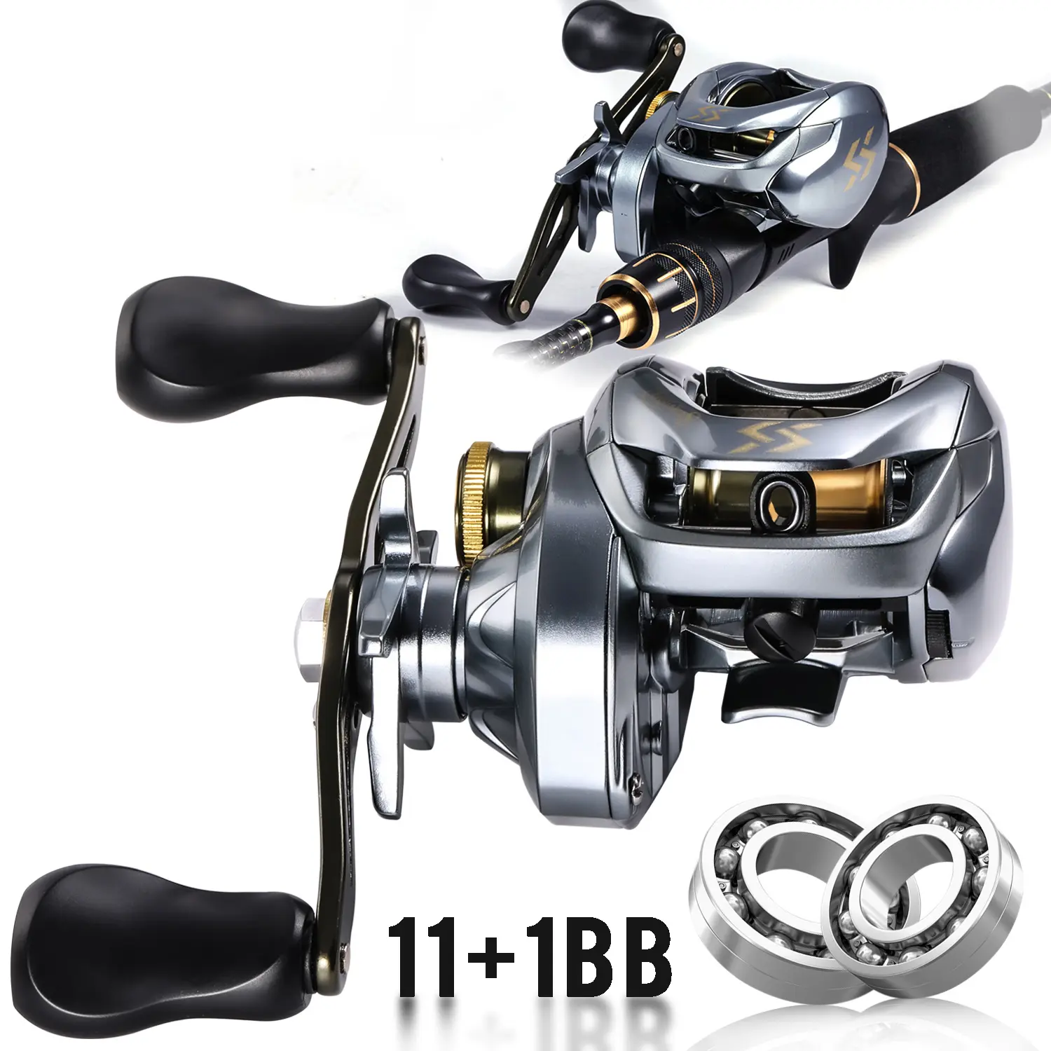 Sougayilang Professional Spinning Reel - 7.6:1 High Gear Ratio Fishing Tackle, 11 Bearings, Adjustable Rocker Arm, Durable for Saltwater and Freshwater Fishing