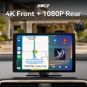 IIWEY iK11 11" Extra Large Wireless Apple CarPlay Screen Ultra-Slim 0.16 Inch Touchscreen with Android Auto 4K Dash Cam 1080p Backup Camera GPS Mirror Link Voice Control Car Stereo fathersdaygift