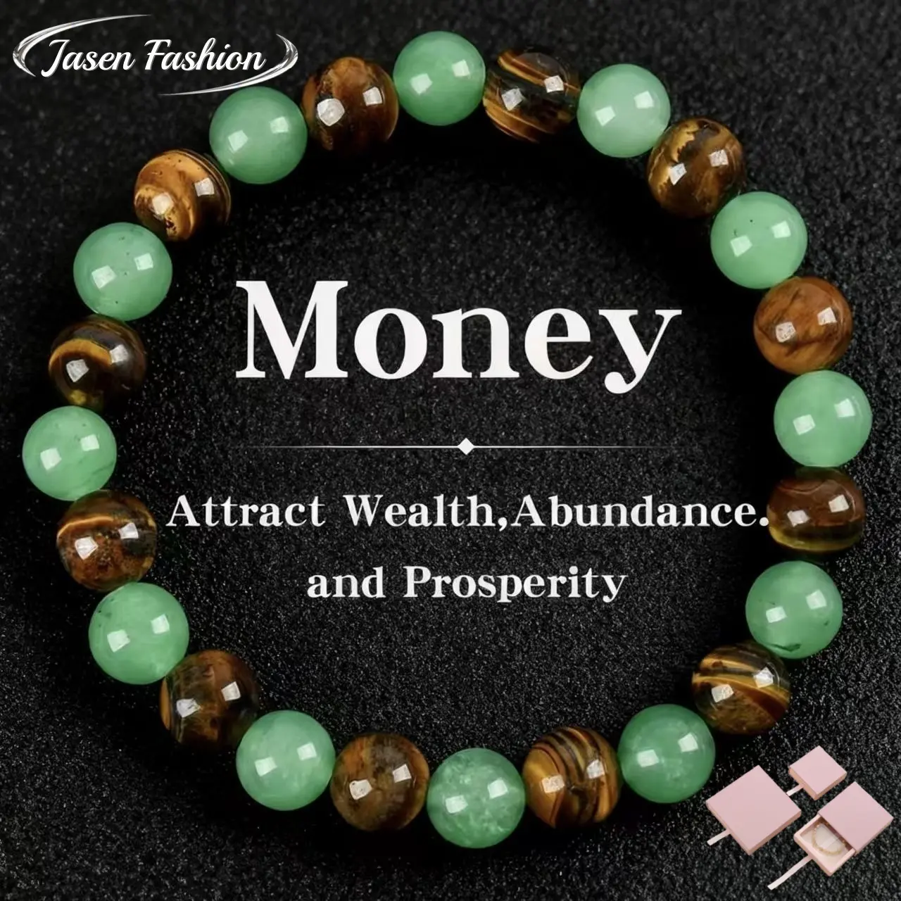Unisex Multicolored Abundance Bracelet - 1pc Arpurraina Money Attraction Amulet with Elastic Adjustable Size, Green Aventurine, Tiger Eye Crystal Charms, Solid Unscented Prosperity Jewelry for Birthday, Anniversary