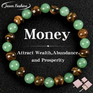 Unisex Multicolored Abundance Bracelet - 1pc Arpurraina Money Attraction Amulet with Elastic Adjustable Size, Green Aventurine, Tiger Eye Crystal Charms, Solid Unscented Prosperity Jewelry for Birthday, Anniversary