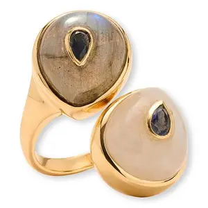 Rarities Gold-Plated Moonstone, Labradorite and Iolite Ring