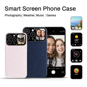High-definition rear display on phone case, High Definition Screen, Camera selfie preview, Customizable dynamic watch face, Multi-functional smart window, Music control, Notification alerts, Magnetic wireless charging for iPhone 17/16/15/14/13