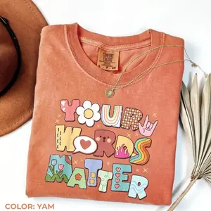 Comfort Colors Your Words Matter T-Shirt – Speech Therapy Shirt, Speech Pathologist Tee, SLP Appreciation Shirt, Speech Pathology Gift, SLP Graduation Top