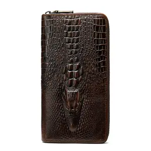 NIUCUNZH Genuine Leather Cool Long Wallets for Men Personalized Zip Around Wallet Checkbook Cash Credit Card Holder Wallet Black