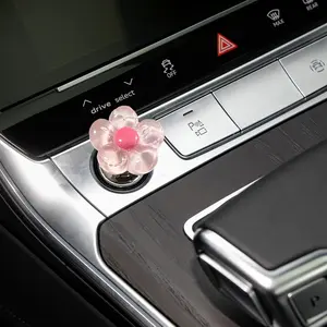 Push to Start Button Coer,Engine Start/Stop  Flower Starter Coer,  Accessories, Decor for Women (Transparent )