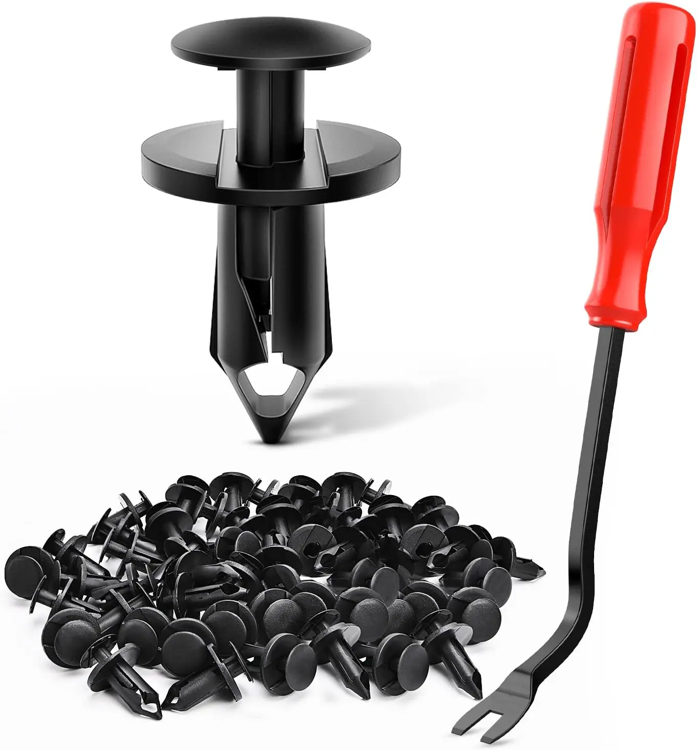 Nilight Car Clips Kit - 100PCS 20x20mm Nylon Bumper Rivets Replacement Fastener Clips, Compatible with GM 21030249, Ford N807389S, Chrysler 6503598, W/1PC Fastener Remover, Fitting Side Skirt/Caravans Automotive Tools