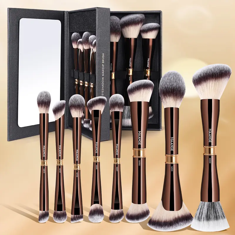 MAANGE Multifunctional Dual-Ended Makeup Brushes Gift Set with Mirror - 5/8/13 PCS, for Foundation, Normal & Oily Skin, Beginner-Friendly Travel Beauty Gifting Tools
