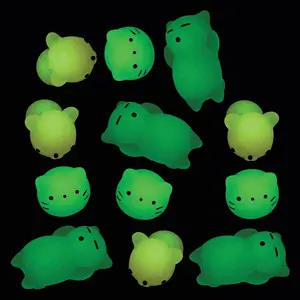 1 1/2" Mini Glow-in-the-Dark Rubber Mochi Squishies - 12 Pc.