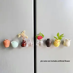 Mini Ceramic Design Fridge Decorating Magnet, 8 Counts/set Creative Mini Ceramic Design Fridge Magnet, DIY Fridge Magnet for Flower Home Decoration, Refrigerator Decorating Magnet, Homedecor