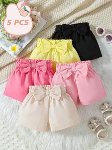 Girls' shorts set, girls' bottoms, five-piece girls' summer shorts set, casual and comfortable style, macaron color scheme, Mother's Day gift, baby party gift, girls' set, baby clothing