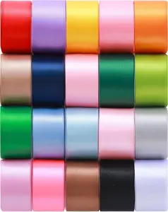 1inch 20 Colors Satin Ribbon Set, 1" X2Yd x 20Rolls Rainbow Ribbons for  Wrapping, Wedding Party Decoration, Invitations, Bridal Bouquets, Total 40 Yards