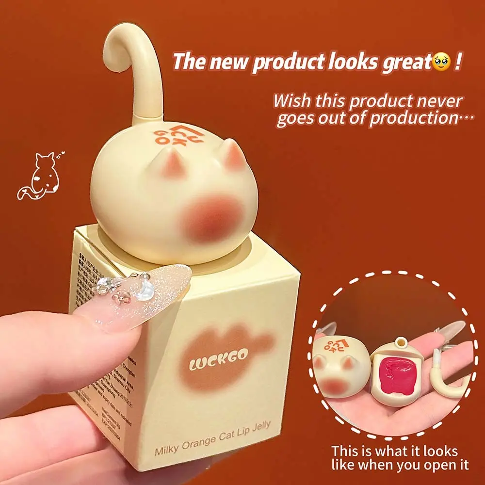 Cute Cat Lip Balm, Moisturizing Glossy Lip Glaze, Long-Lasting Mirror Finish, Quick-Dry Non-Sticky Liquid Lipstick, Mini Decorative Piece