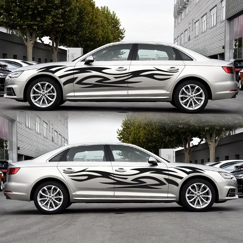 Flame Design Vinyl Car Decals - Easy Install, Bubble-Free Application for Right Side, Durable & Weather-Resistant