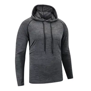 Men's Pullover Hoodie Long Sleeve SPF Fishing Sweatshirts Hiking Running Thumbhole Shirts Hooded Quick Dry Lightweight